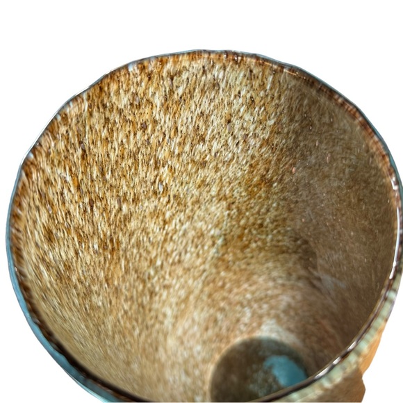 Large West Elm Hand Blown Heavy Nemo Glass Vase In Blue & Bronze 15" - Picture 14 of 16